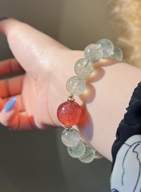 绿发晶草莓晶手链天然水晶手串