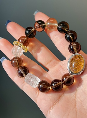 天然茶水晶手链女款招财转运