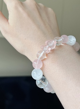 天然粉水晶手链女款手串