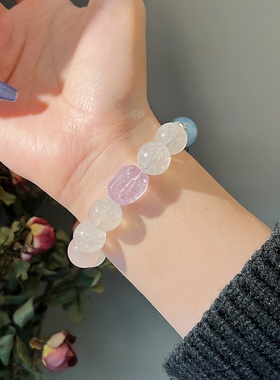 天然海蓝宝蓝月光手链招财转运