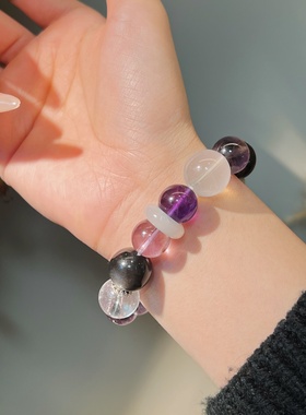 「紫夜」天然紫水晶手链手串定制