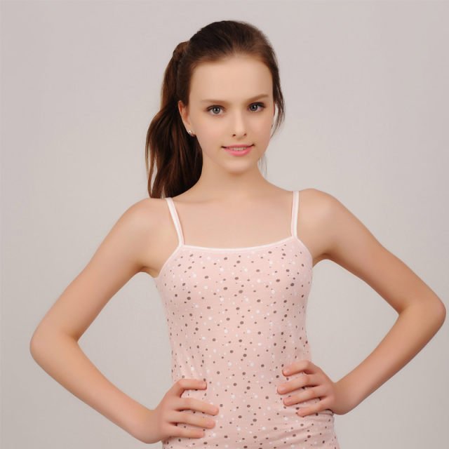 Polka dot girl cotton vest slim fit suspender bottoming shirt