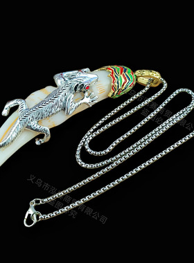 男士复古藏银仿真虎爪吊坠配件大号藏银镶嵌关公复古狼牙吊坠项链