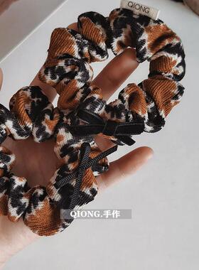 高级感撞色发饰灯芯绒发绳ins风