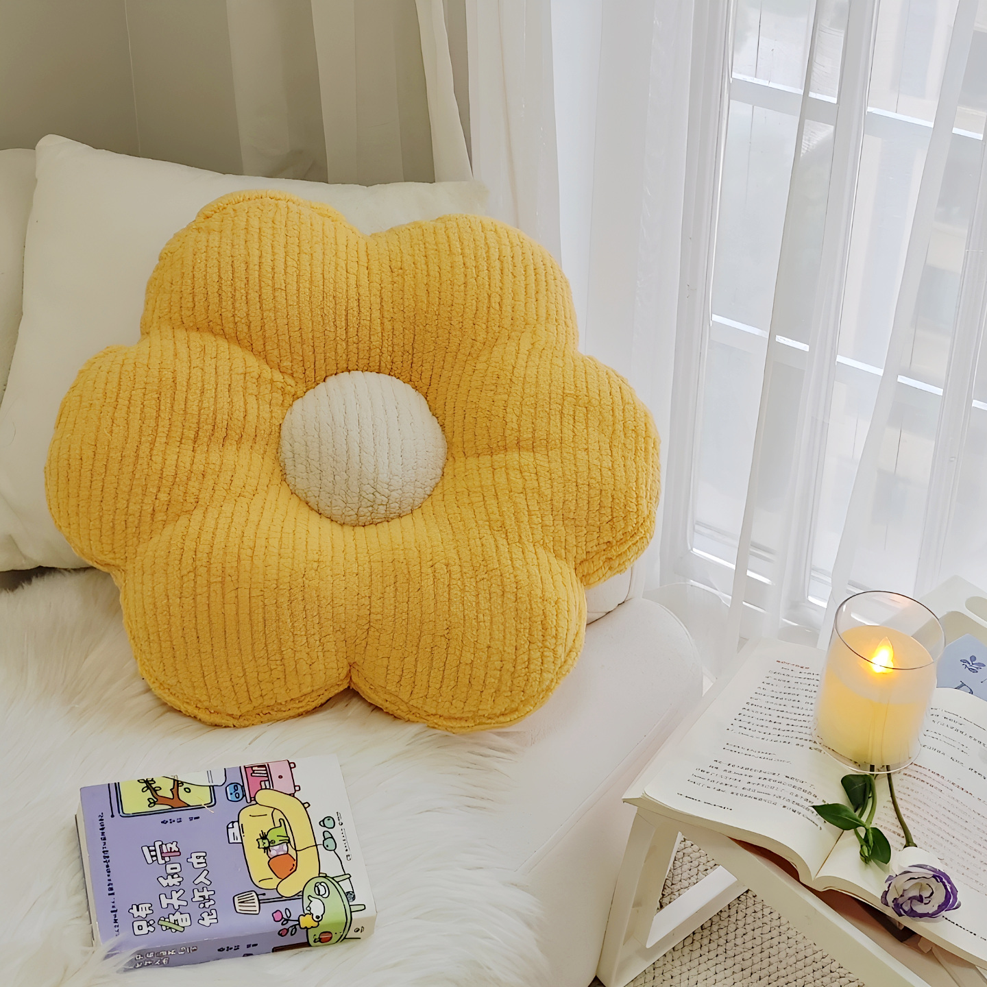 ins风花朵地毯上蒲团坐垫飘窗装饰靠背客厅沙发抱枕靠垫椅子坐垫