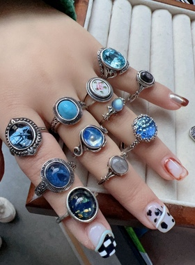 beima自制银色古典琉璃指环