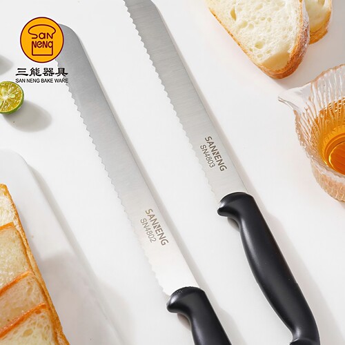 三能锯齿刀面包刀土司蛋糕刀不锈钢西点烘焙工具刀SN4802 SN4807 - 图1