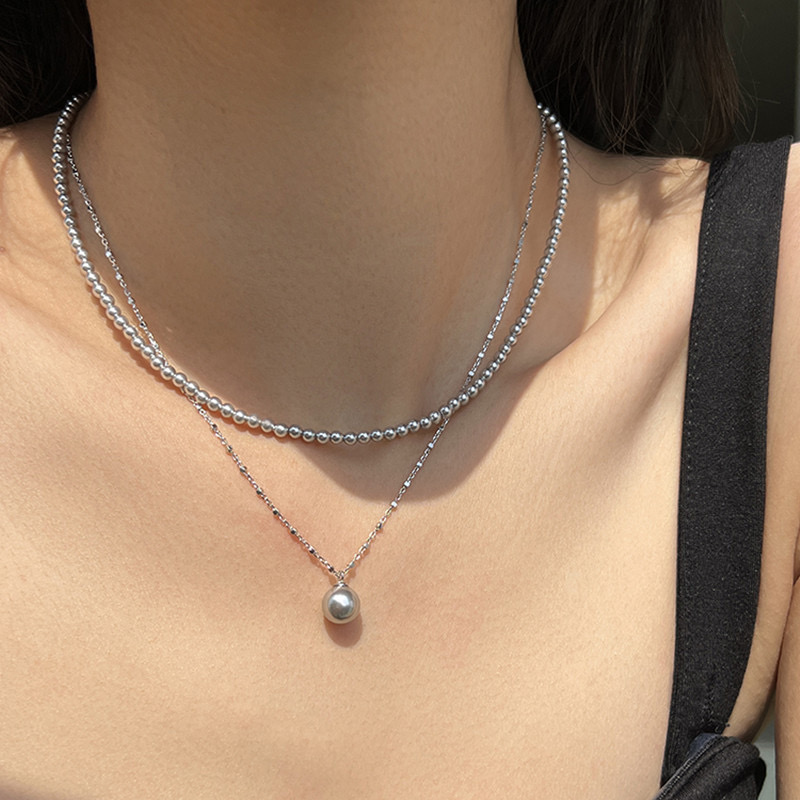Siaon 施家珍珠项链女单颗650珍珠白S925纯银原创设计气质感链条 - 图3