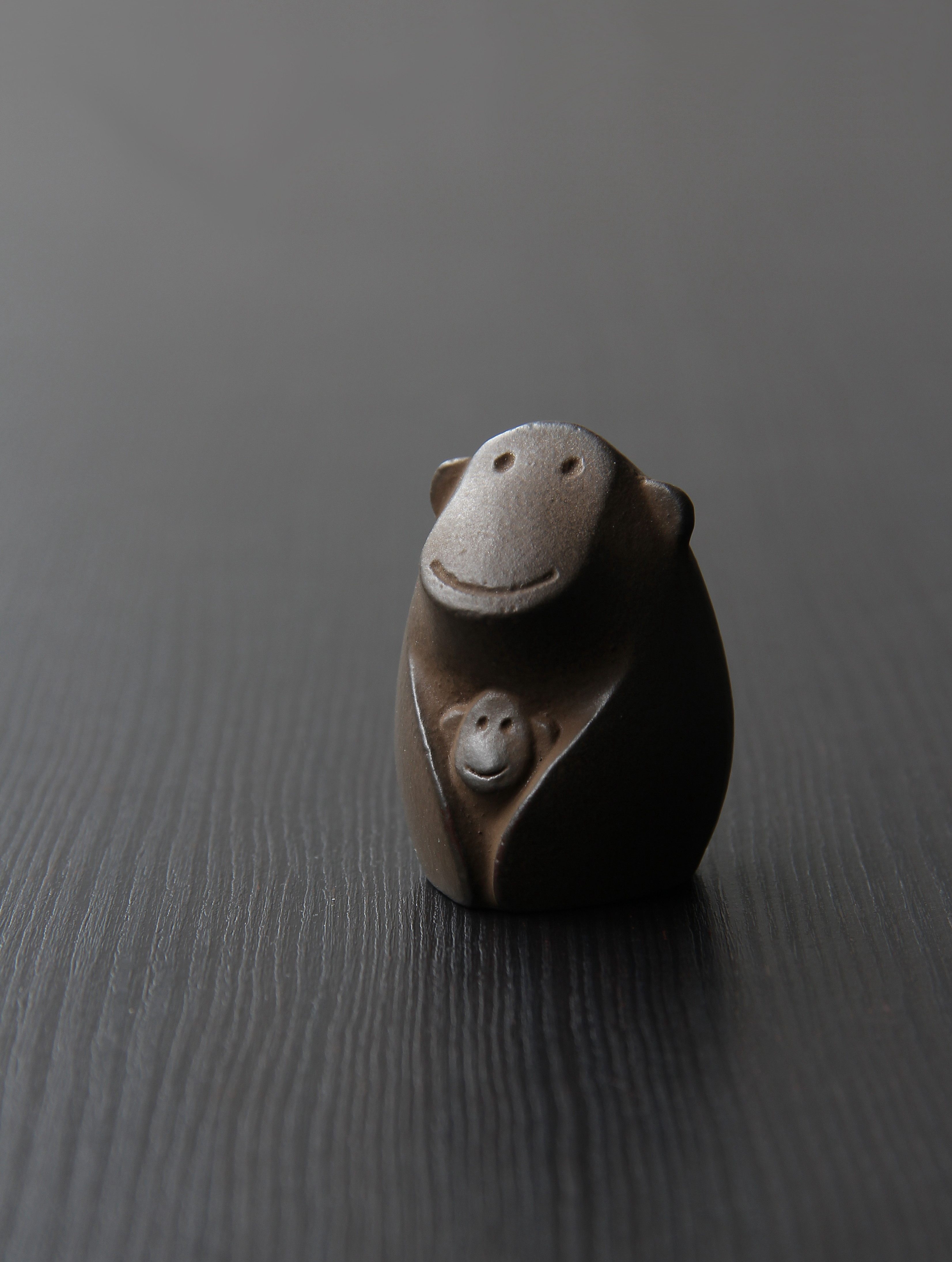 现货日本原装进口南部铁器亲子猴铸铁文镇书画压角镇纸生肖小摆件