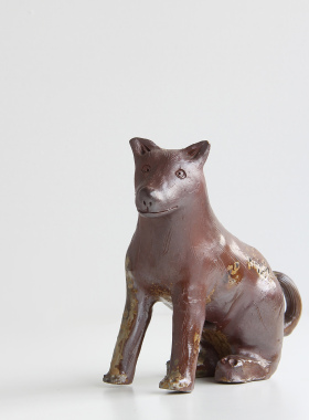 日本备前烧名窑手作柴烧粗陶雕塑生肖狗摆件家居空间装饰日式置物