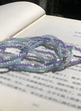 星海啵啵米珠串珠项链小众个性独特爱心项链蓝紫色珠珠项链