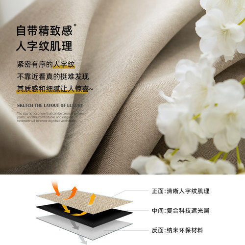 致尚窗帘遮光100全遮阳布隔热防晒卧室客厅飘窗北欧简约都市风尚 - 图2