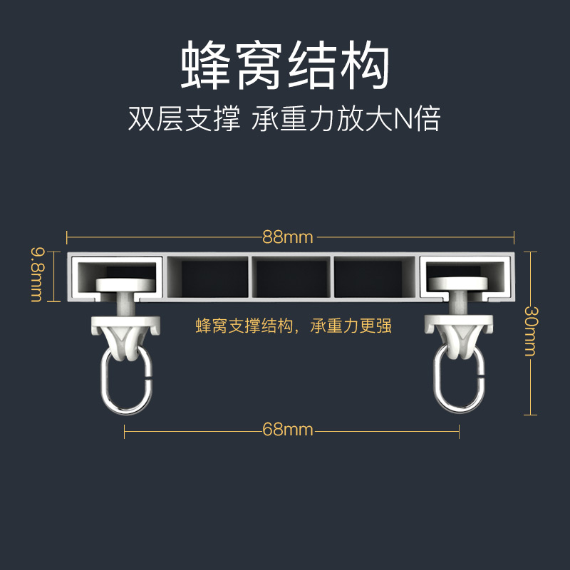 致尚超薄连体双轨道窗帘轨道杆静音内开飘窗滑道顶装打孔定制-图2