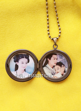 diy照片私人圆形情侣礼物毛衣链
