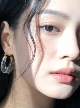 春夏甜美彩色波点高级感透明树脂耳扣时尚百搭耳环小众设计感耳饰