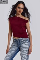 Jadied London Womens Clothing UK Direct Mail New Products Asymmetrical Tight Vest JWT3709