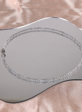 天然拉长石小米珠万能链磁扣灰闪光石锁骨链百搭原创送女孩礼物