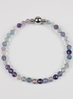 天然彩萤石手链女冰种彩虹