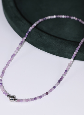天然紫丁香项链极细小米珠复古锁骨链马年配毛衣choker