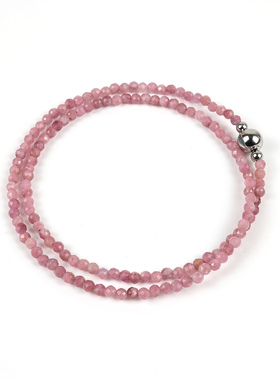 天然粉碧玺项链女冰种锁骨链