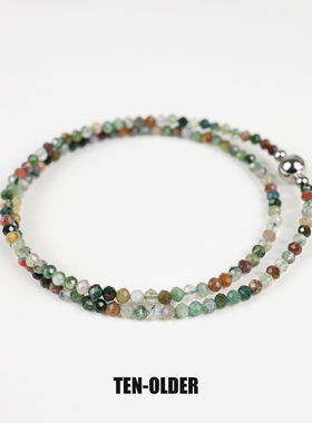 天然水草玛瑙项链新中式极细小米珠锁骨链马年配毛衣choker颈链