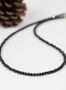 天然黑曜石磁吸扣项链