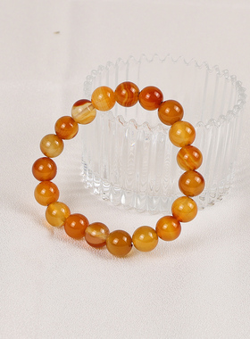 天然本红玛瑙手链圆珠手串