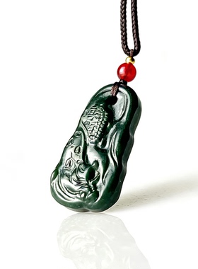 天然和田玉莲台佛影吊坠男女款玉石挂件正品和田青玉佛禅意玉坠子