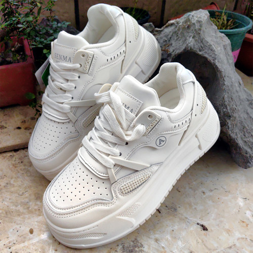 森马撤柜百搭浅口不磨脚低帮舒适厚底休闲鞋 圆头乳胶鞋垫板鞋 - 图1