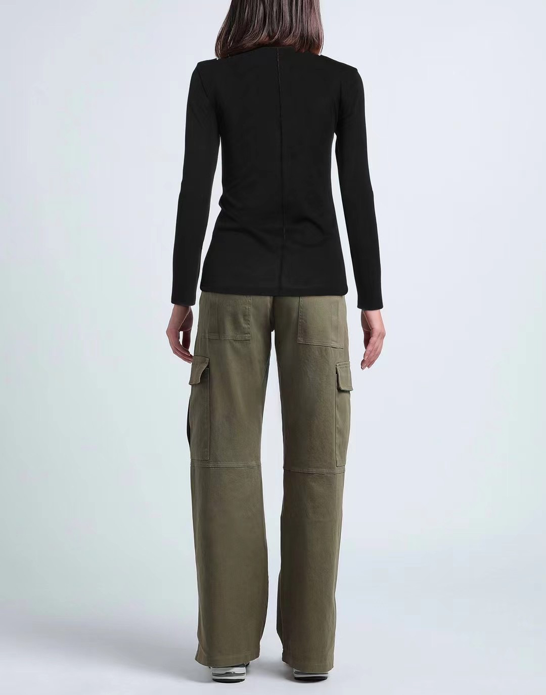 rag女装长袖T恤 打底衫 面料轻薄柔软 60棉 40木代尔。黑色 白色 - 图0