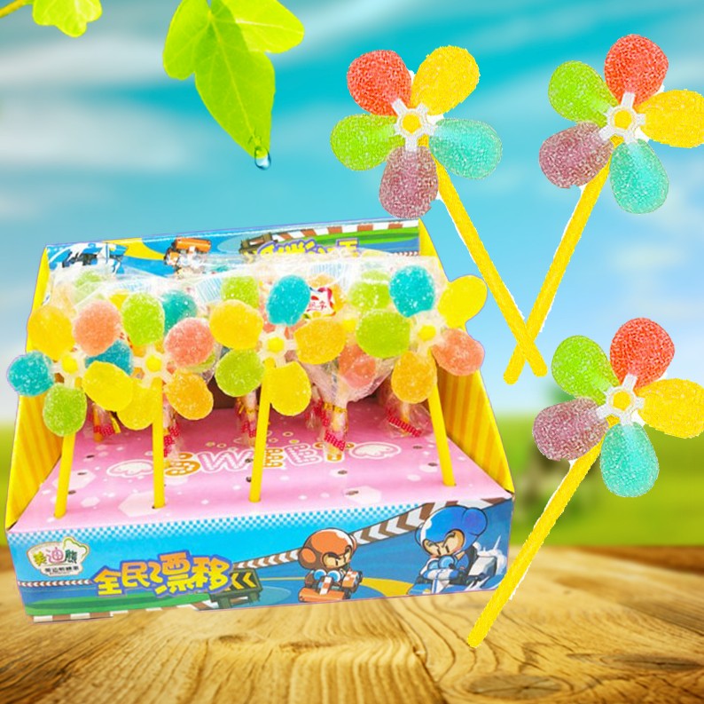 风车棒棒糖果味软糖整盒25g*48支 奖励儿童卡通玩具糖风车棒包邮