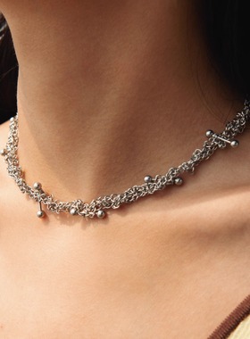 Okkkkbang冷淡风圆球编织项链