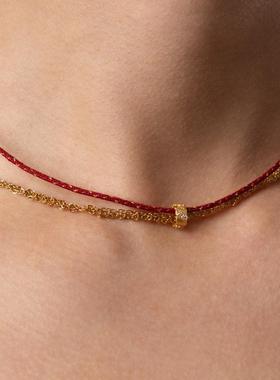 新年红绳双层叠戴原创设计项链