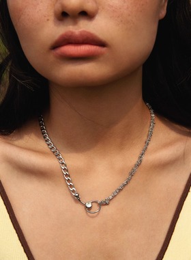 Okkkkbang锆石不规则编织锁骨链