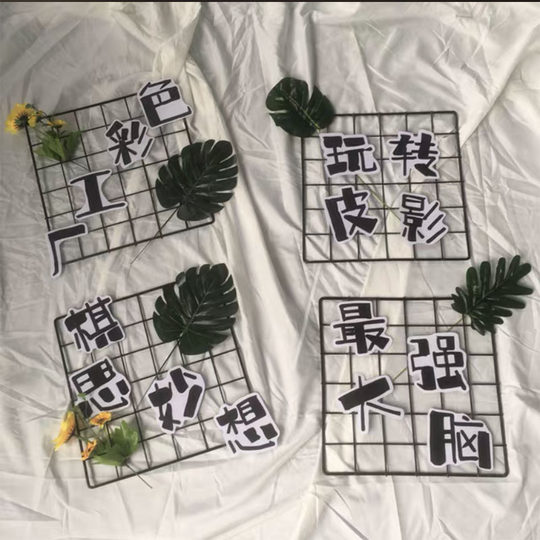 加粗黑色铁丝网片照片墙网格货架娃娃墙收纳展示超市置物架墙悬挂