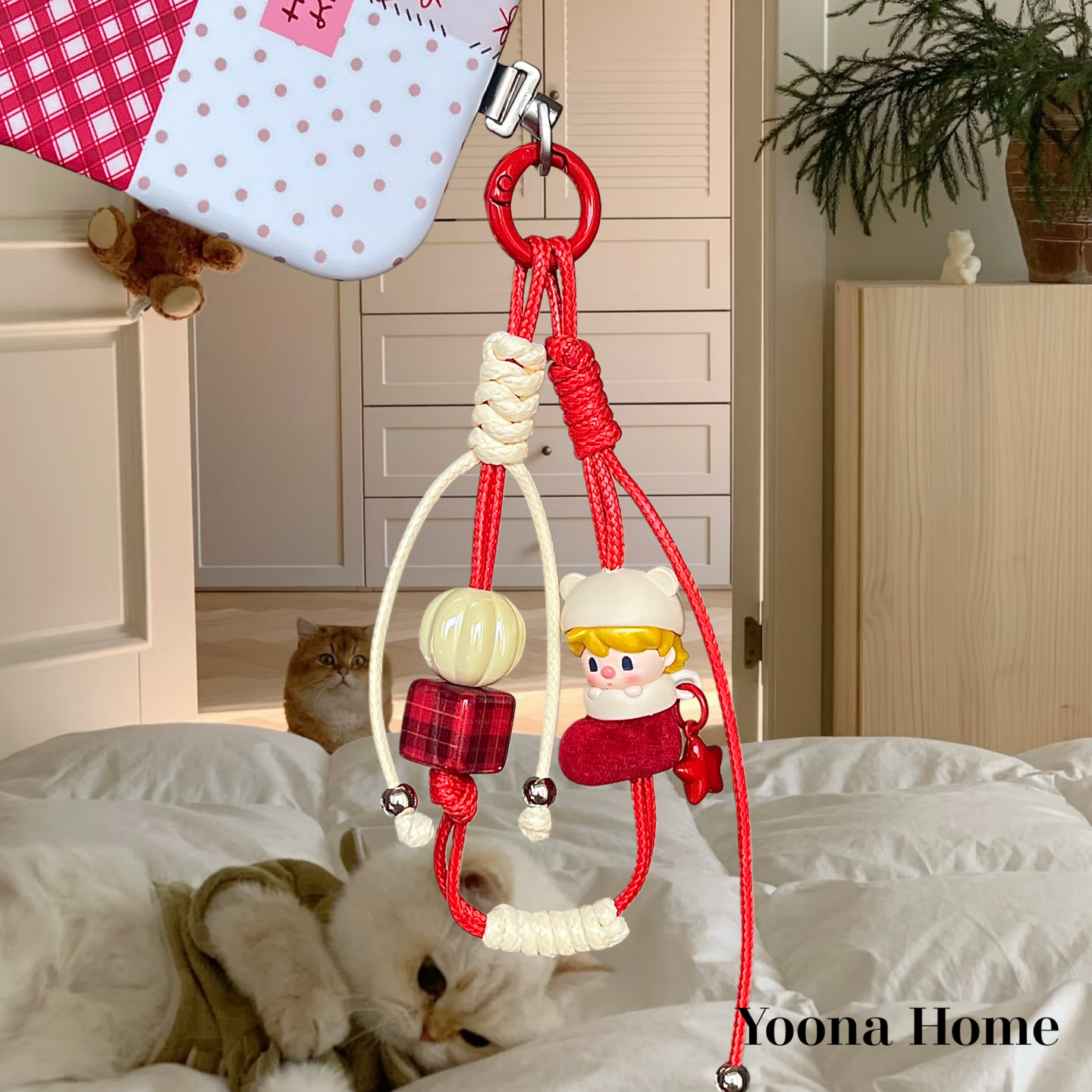 原创新年正版红色袜子小甜豆萌粒韩国蜡绳可提手机手腕绳手机链女,淘宝优惠券,粉丝福利购,淘宝优惠卷