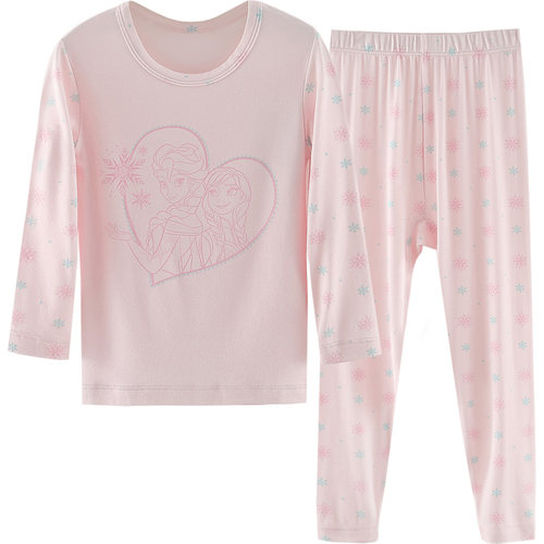 迪士尼中大童圆领三枪内衣套装冰雪奇缘秋冬女童加厚木代尔秋衣裤 - 图3