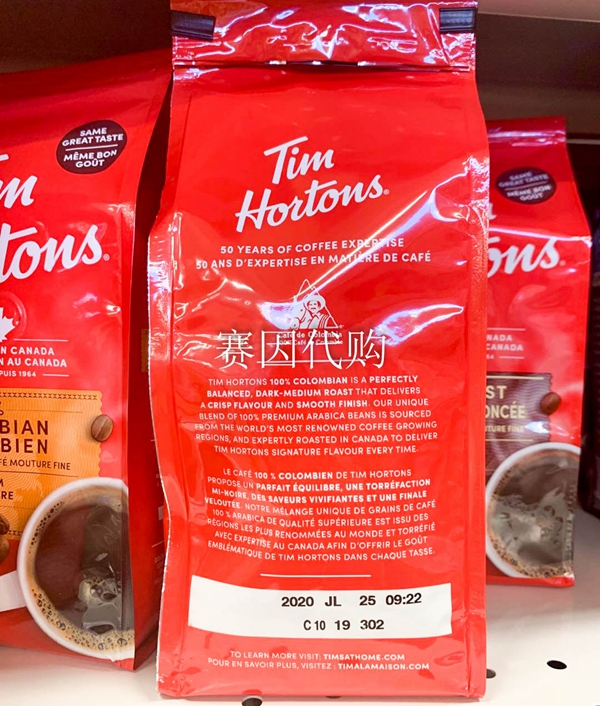 加拿大Tims/Tim Hortons哥伦比亚中深度烘焙精细研磨咖啡粉300g - 图1