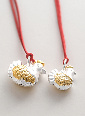 生肖鸡吊坠990足银男女大人小孩