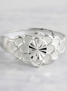 戒指刻花大小可调节活口990足银