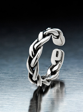 925纯银欧美麻花戒指复古男女