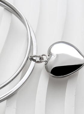 大心形双环手镯纯银小众设计女