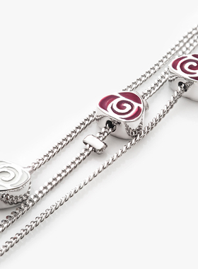 爱心玫瑰纯银烤漆欧美风手链女