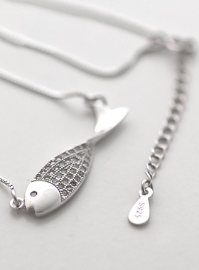小鱼套链925纯银女纯银简约韩版