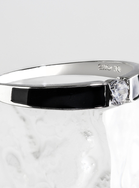 黑色烤漆不掉漆戒指925纯银男韩