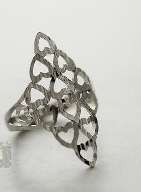 镂空戒指925纯银简约女宽面食指