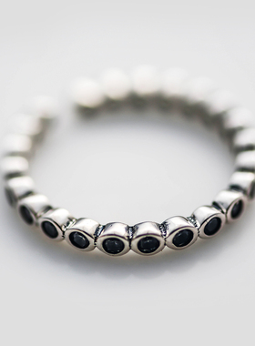 复古排钻休闲风指环纯银开口尾戒