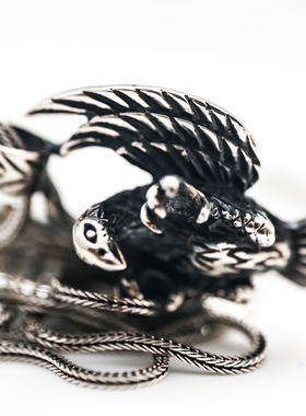 925纯银朋克风翅膀吊坠