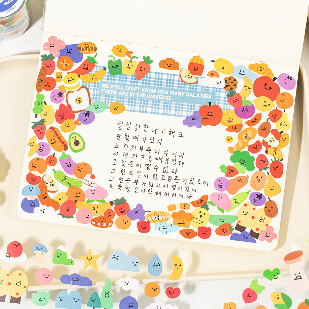 签收好心情手帐模切胶带卡通食物水果表情手账日记装饰diy素材贴,淘宝优惠券,粉丝福利购,淘宝优惠卷