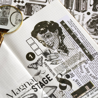 Vintage贴纸50张复古手账素材纸贴画本有控语闲手帐贴纸一本帖纸 虎窝淘